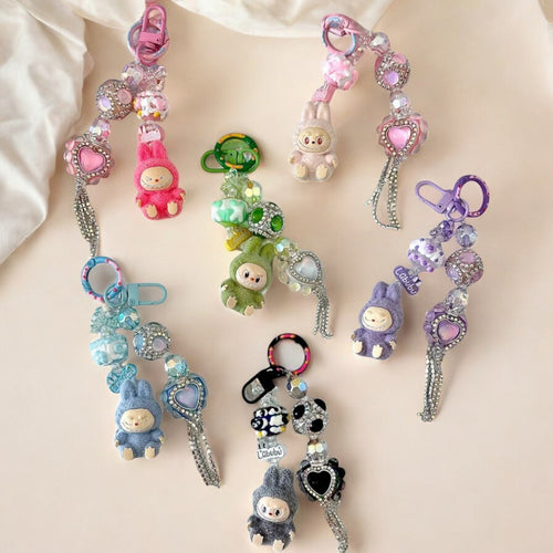 Handmade Mini Labubu Keychain, Cute Plush Charm for Bag & Phone