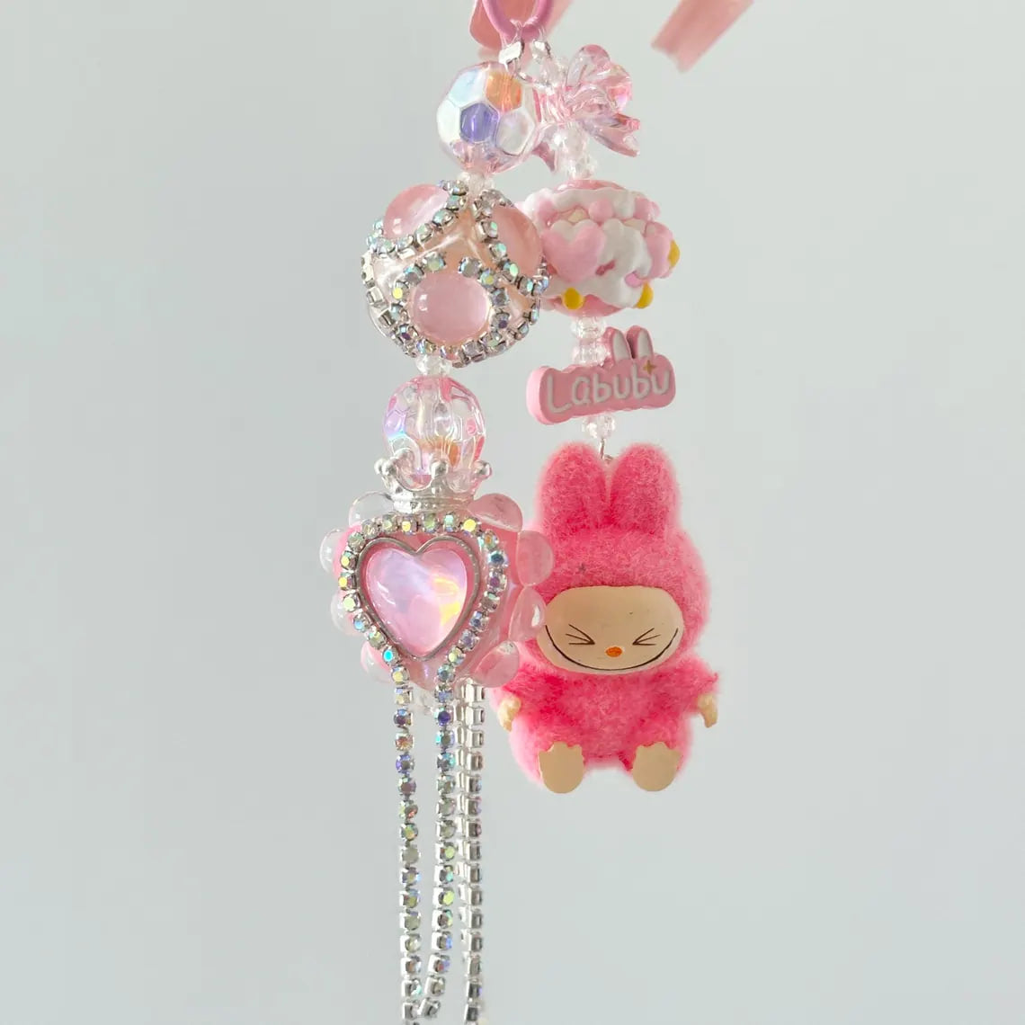 Handmade Mini Labubu Keychain, Cute Plush Charm for Bag & Phone
