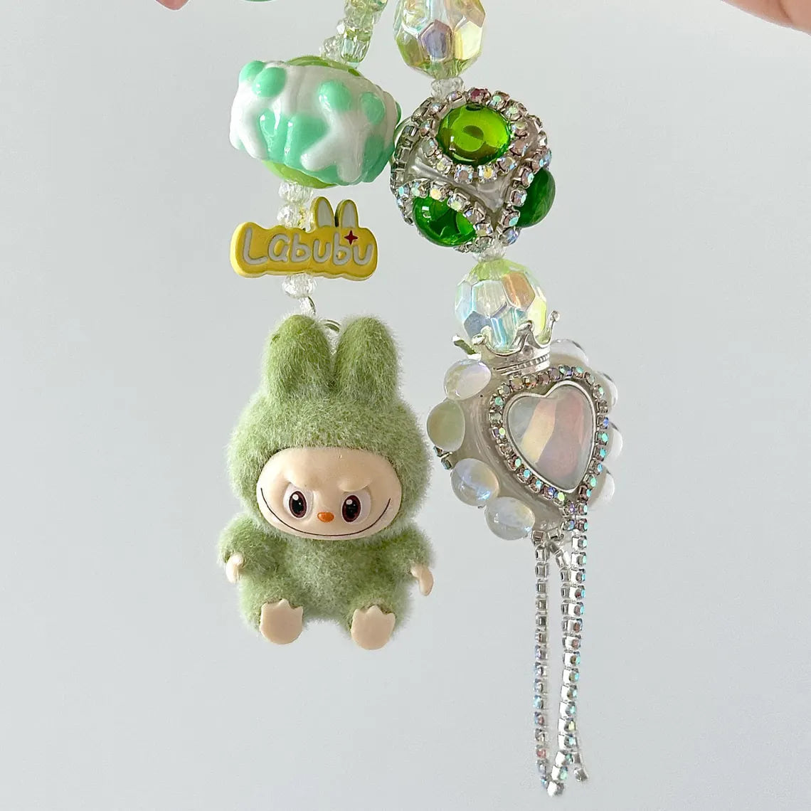 Handmade Mini Labubu Keychain, Cute Plush Charm for Bag & Phone