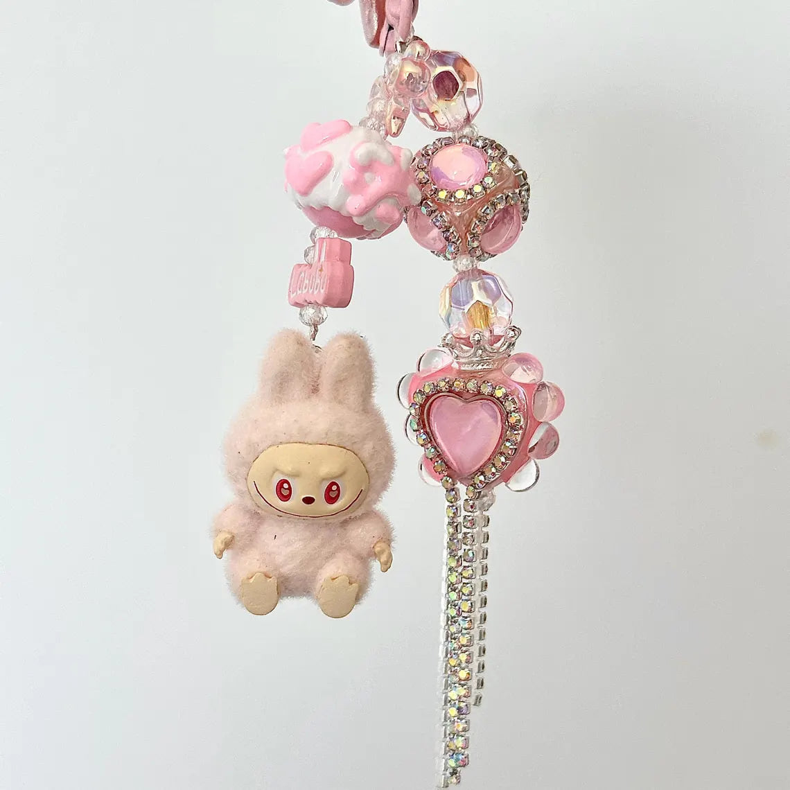 Handmade Mini Labubu Keychain, Cute Plush Charm for Bag & Phone