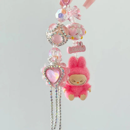 Handmade Mini Labubu Keychain, Cute Plush Charm for Bag & Phone
